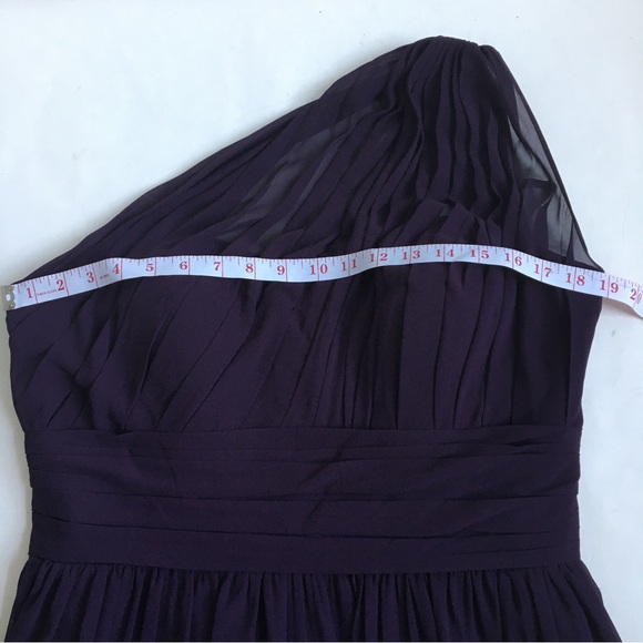 Bill Levkoff Barbara Chiffon One-Shoulder A-Line Princess Maxi Dress Plum 14 - Picture 14 of 17